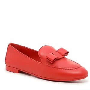 Salvatore Ferragamo size 7.5 C red loafers in good pre-owned condition.